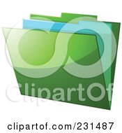Royalty Free RF Clipart Illustration Of A Shiny Green And Blue File Folder by elaineitalia