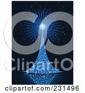 Royalty Free RF Clipart Illustration Of A Blue Christmas Tree Background Made Of Glittery Lights