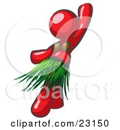 Clipart Illustration Of A Red Hula Dancer Woman In A Grass Skirt And Coconut Shells Performing At A Luau by Leo Blanchette