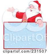 Poster, Art Print Of Santa Over A Blank Blue Snow Sign