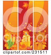 Poster, Art Print Of Digital Collage Of Corn Candle And Wheat Thanksgiving Banners