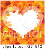 Poster, Art Print Of Heart Frame Of Autumn Leaves Around White Space