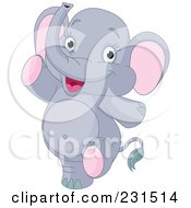 Royalty Free RF Clipart Illustration Of A Cute Baby Elephant Walking Upright