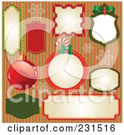 Poster, Art Print Of Digital Collage Of Christmas Labels Over Stripes