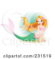Poster, Art Print Of Pretty Mermaid Resting On Sand