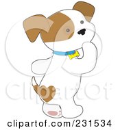 Poster, Art Print Of Cute Puppy Dog Walking On His Hind Legs And Thinking