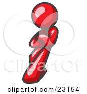 Clipart Illustration Of A Red Man With An Attitude His Arms Crossed Leaning Against A Wall