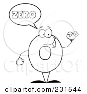 Coloring Page Outline Of A Number Zero Character Saying Zero