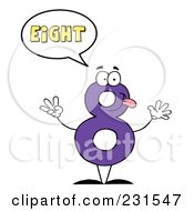 Royalty Free RF Clipart Illustration Of A Number Eight Character Saying Eight