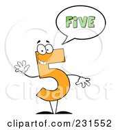 Number Five Character Saying Five
