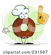Royalty Free RF Clipart Illustration Of A Donut Character Wearing A Chef Hat And Wearing A Number One Glove 2