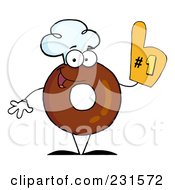 Poster, Art Print Of Donut Character Wearing A Chef Hat And Wearing A Number One Glove - 1