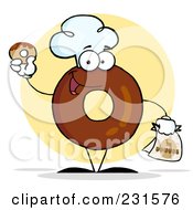 Poster, Art Print Of Donut Character Wearing A Chef Hat And Holding A Donut - 2