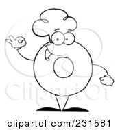 Poster, Art Print Of Coloring Page Outline Of A Donut Character Wearing A Chef Hat And Gesturing Ok