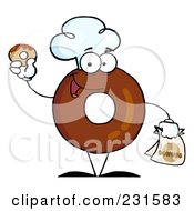 Poster, Art Print Of Donut Character Wearing A Chef Hat And Holding A Donut - 1