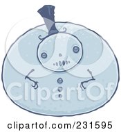 Very Pudgy Blue Snowman Wearing A Top Hat