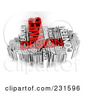 Royalty-Free (RF) Clipart Illustration of a 3d Red And Silver Word Collage Of Web Design Words by MacX #COLLC231596-0098