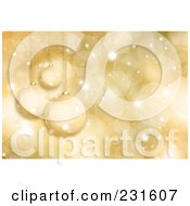 Royalty Free RF Clipart Illustration Of A Golden Sparkle Christmas Background With Three Ornaments