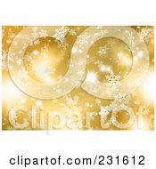 Royalty Free RF Clipart Illustration Of A Christmas Background Of Snowflakes Over Gold
