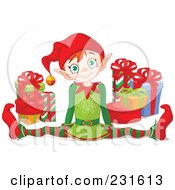 Poster, Art Print Of Happy Christmas Elf Doing The Splits By Gifts