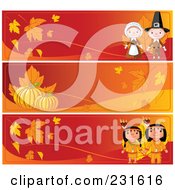 Poster, Art Print Of Digital Collage Of Red And Orange Thanksgiving Website Banners