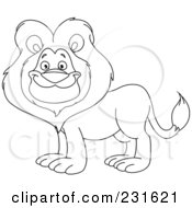 Poster, Art Print Of Coloring Page Outline Of A Happy Lion