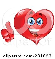 Poster, Art Print Of Happy Red Heart Guy With A Thumb Up