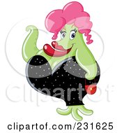 Poster, Art Print Of Sexy Green Female Monster In A Black Dress