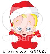 Poster, Art Print Of Cute Christmas Baby In A Santa Hat