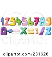 Digital Collage Of Colorful Number And Math Symbols