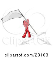 Clipart Illustration Of A Red Man Claiming Territory Or Capturing The Flag