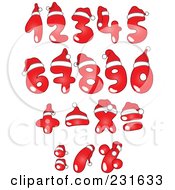 Digital Collage Of Red Christmas Numbers Wearing Santa Hats