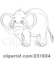 Poster, Art Print Of Coloring Page Outline Of A Grinning Elephant