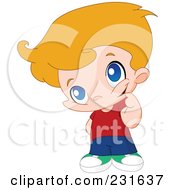Royalty Free RF Clipart Illustration Of A Cute Little Boy In Thought