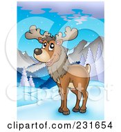 Poster, Art Print Of Wild Reindeer In A Mountainous Landscape