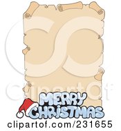 Poster, Art Print Of Merry Christmas Icy Greeting Over A Parchment Page