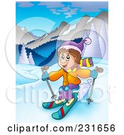 Poster, Art Print Of Boy Skiing In A Mountainous Landscape