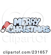 Santa Hat On Icy Merry Christmas Text