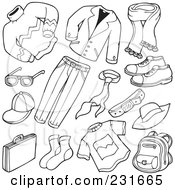 Poster, Art Print Of Digital Collage Of Outlined Apparel - 1