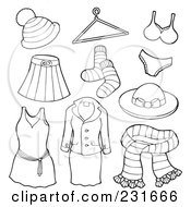 Poster, Art Print Of Digital Collage Of Outlined Apparel - 3