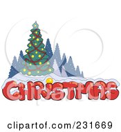 Royalty Free RF Clipart Illustration Of A Tree And Snow Over Christmas Text