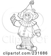 Royalty Free RF Clipart Illustration Of A Coloring Page Outline Of A Clown With An Idea