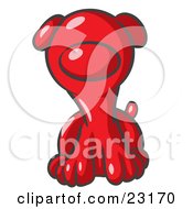 Clipart Illustration Of A Cute Red Puppy Dog Looking Curiously At The Viewer