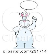 Royalty Free RF Clipart Illustration Of A Big White Rabbit Thinking by Cory Thoman