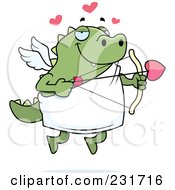 Poster, Art Print Of Chubby Green Lizard Cupid