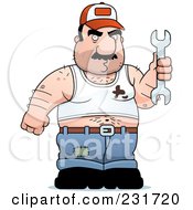 Royalty Free RF Clipart Illustration Of A Gross Mechanic Holding A Wrench by Cory Thoman