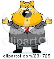 Royalty Free RF Clipart Illustration Of A Careless Orange Cat Shrugging In A Suit