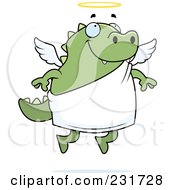 Poster, Art Print Of Chubby Green Lizard Angel