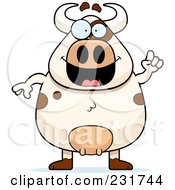 Royalty Free RF Clipart Illustration Of A Spotted Chubby Bull With An Idea