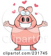 Royalty Free RF Clipart Illustration Of A Chubby Infatuated Pig